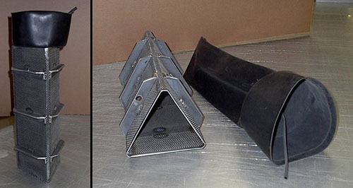 Triangular Latex Bag, Top Closure with De-Air Tube, and Reinforced Steel Container